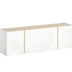 Rootz TV kommode - Tv-skab - Mediekonsol - Blødt lukkede døre - Hylder, der kan tilpasses - Højglans hvid - 135 cm x 38 cm x 45 cm