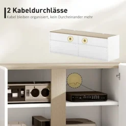 Rootz TV kommode - Tv-skab - Mediekonsol - Blødt lukkede døre - Hylder, der kan tilpasses - Højglans hvid - 135 cm x 38 cm x 45 cm