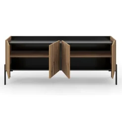 Rootz TV Lowboard - Media Cabinet - Underholdningsenhed - Rigelig opbevaring - 153x62x40 cm - Brown & Black