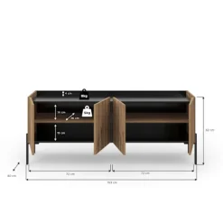 Rootz TV Lowboard - Media Cabinet - Underholdningsenhed - Rigelig opbevaring - 153x62x40 cm - Brown & Black