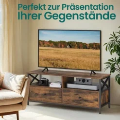 Rootz TV Stand - Media Console - Entertainment Center - Brown -Black - Robust design - 120 cm x 40 cm x 50 cm