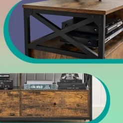 Rootz TV Stand - Media Console - Entertainment Center - Brown -Black - Robust design - 120 cm x 40 cm x 50 cm