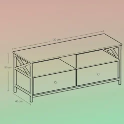 Rootz TV Stand - Media Console - Entertainment Center - Brown -Black - Robust design - 120 cm x 40 cm x 50 cm