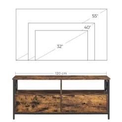 Rootz TV Stand - Media Console - Entertainment Center - Brown -Black - Robust design - 120 cm x 40 cm x 50 cm