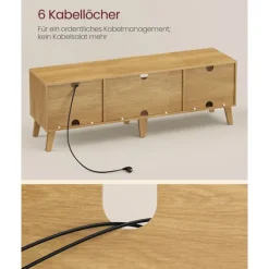 Rootz TV Stand - Media Console - Natural Oak -Cream White - Holdable Wooden Chipboard - 147 cm x 39 cm x 50 cm