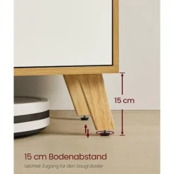 Rootz TV Stand - Media Console - Natural Oak -Cream White - Holdable Wooden Chipboard - 147 cm x 39 cm x 50 cm