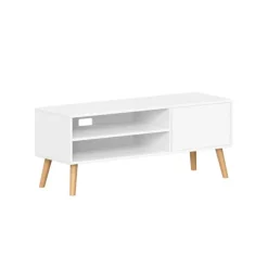 Rootz TV Stand - Underholdningscenter - Mediekonsol - Spånplade - Gummitræ - Hvid - 40cm x 120cm x 49cm - 19,7kg - 55kg Maks. belastningskapacitet - 1 | Fyndiq