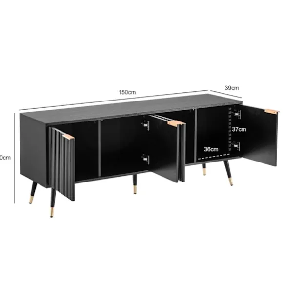 Rootz TV Underskab - Moderne Design - Lameldøre - Rigelig opbevaring - 150 cm x 60 cm x 39 cm