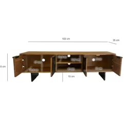 Rootz TV-enhed - Underholdningskonsol - Medieskab - Industriel stil - Akacietræ - 150 cm x 45 cm x 35 cm
