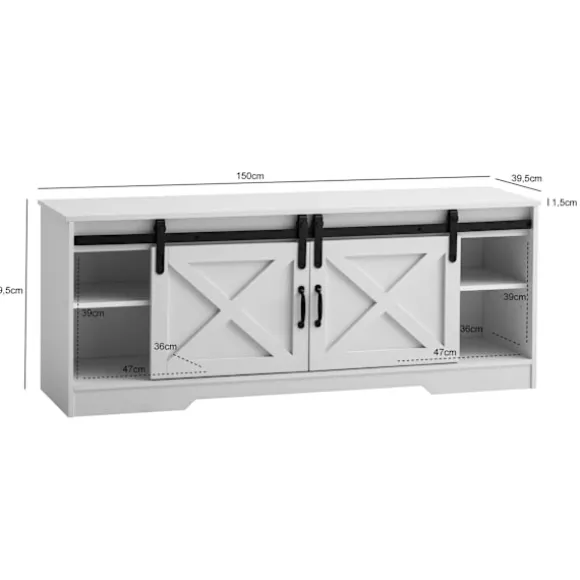 Rootz TV-enhed - Underholdningscenter - Mediestand - Moderne landlig stil - Rigelig opbevaring - 150 cm x 59,5 cm x 39,5 cm