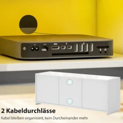 Rootz TV-skab - Underholdningsenhed - Mediekonsol - Forbedrer atmosfæren - 120 cm x 34 cm x 45 cm - Spånplade, glas, hvid med RGB LED-lys