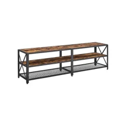 Rootz tv-stander - tv-hylde - tv-hylde med 3 niveauer - tv-skab - tv-bord - vintage brun-sort - 178 x 39 x 52 cm