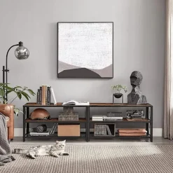 Rootz tv-stander - tv-hylde - tv-hylde med 3 niveauer - tv-skab - tv-bord - vintage brun-sort - 178 x 39 x 52 cm