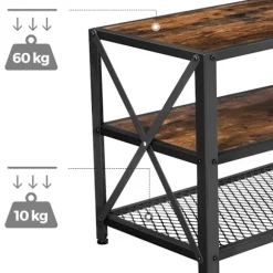 Rootz tv-stander - tv-hylde - tv-hylde med 3 niveauer - tv-skab - tv-bord - vintage brun-sort - 178 x 39 x 52 cm