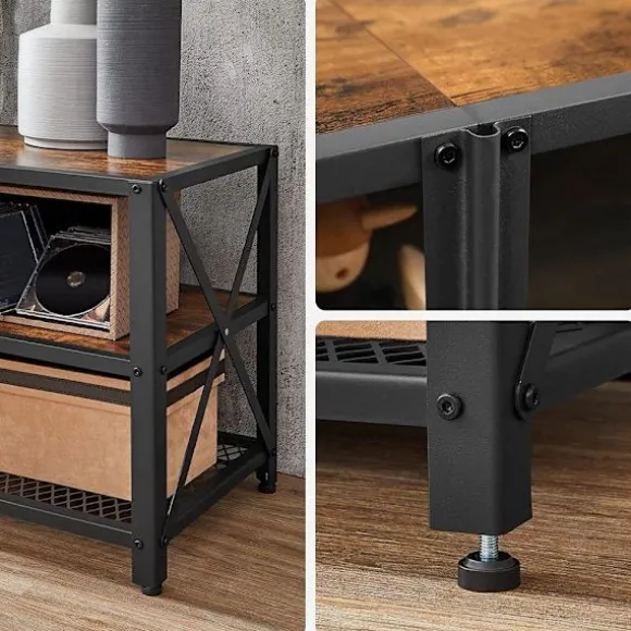 Rootz tv-stander - tv-hylde - tv-hylde med 3 niveauer - tv-skab - tv-bord - vintage brun-sort - 178 x 39 x 52 cm