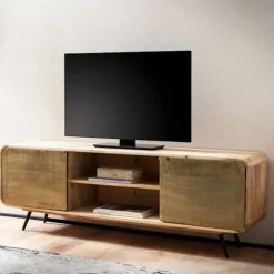 Rootz tv-underskab - Mediekonsol - TV-stander - Expressive Wood Grain - Passer til tv'er op til 70" - 160 cm x 55 cm x 41 cm
