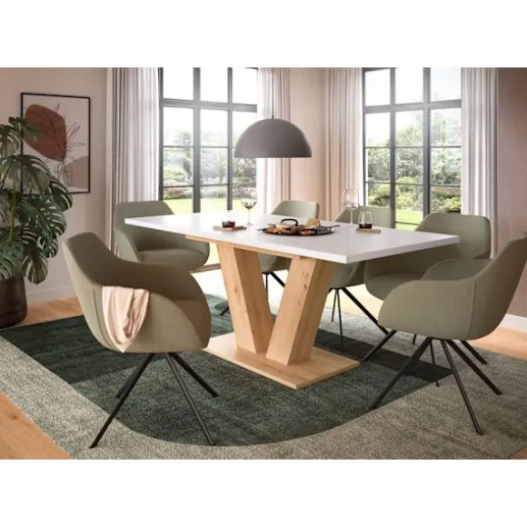 Rootz Udvideligt spisebord - Brun og hvid imitation - Justerbart spisebord - Chipboard Construction - Holdbar og let rengøring - 150-190x76x80 cm