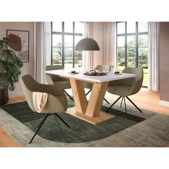 Rootz Udvideligt spisebord - Brun og hvid imitation - Justerbart spisebord - Chipboard Construction - Holdbar og let rengøring - 150-190x76x80 cm