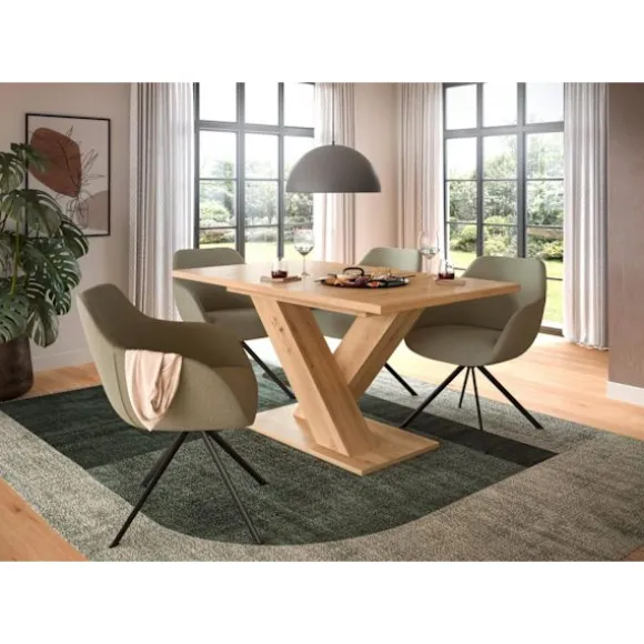 Rootz Udvideligt spisebord - Brun - Justerbar tabel - X -ben ramme - Holdbar og let ren - 150-190 cm x 76 cm x 80 cm