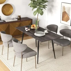 Rootz udvideligt spisebord - Udvidbart køkkenbord - Pladsbesparende bord - Sæder 6 til 8 - Robuste stålben - Grå - 120/160x75x77cm