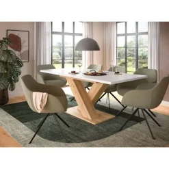 Rootz Udvideligt spisebord - Hvid og brun -kunsthåndværk - Rumbesparelse - 150-190 cm x 76 cm x 80 cm