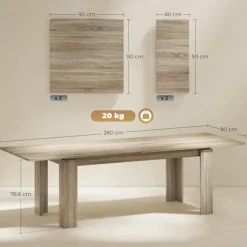 Rootz udvideligt spisebord - Udvidbart bord - Space Master - Træ - Sæder 6-10 - 180 cm til 260 cm x 90 cm x 76,6 cm