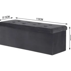Rootz Velvet Opbevaringsskammel - Osmannisk - Fodstøtte - 118L Kapacitet - Foldbar og bærbar - Luksuriøs Velvet Finish - 110 cm x 38 cm x 37,5 cm