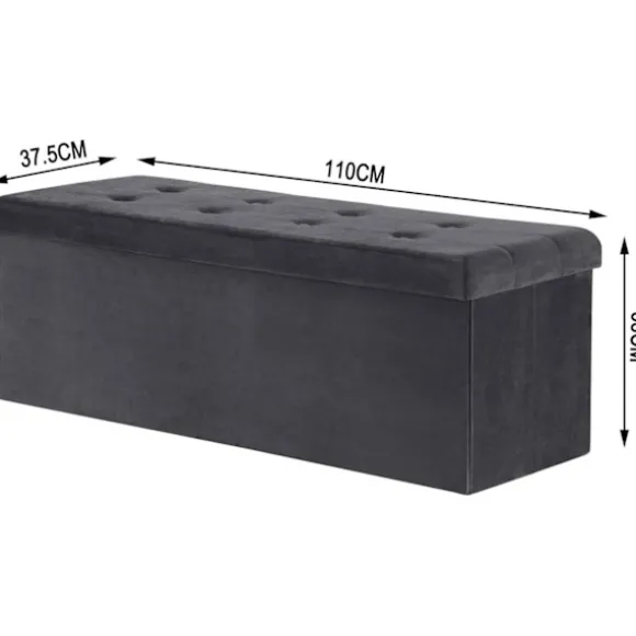 Rootz Velvet Opbevaringsskammel - Osmannisk - Fodstøtte - 118L Kapacitet - Foldbar og bærbar - Luksuriøs Velvet Finish - 110 cm x 38 cm x 37,5 cm