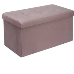 Rootz Velvet Opbevaringsskammel - Sammenfoldelig osmannisk - Stor kapacitet - Elegant design - 76 cm x 38 cm x 37,5 cm