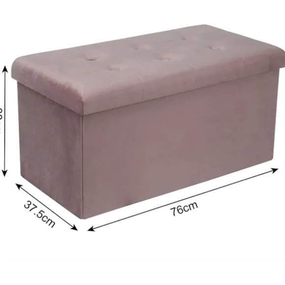 Rootz Velvet Opbevaringsskammel - Sammenfoldelig osmannisk - Stor kapacitet - Elegant design - 76 cm x 38 cm x 37,5 cm