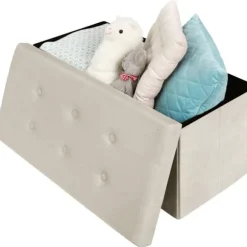 Rootz Velvet Opbevaringsskammel - Sammenfoldelig osmannisk - Stor kapacitet - Stabilt stel - 76 cm x 38 cm x 37,5 cm