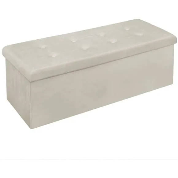 Rootz Velvet Opbevaringsskammel - Ottoman, Fodstøtte - 118L Kapacitet, Sammenfoldelig, Holdbar - 110 cm x 38 cm x 37,5 cm