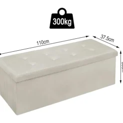 Rootz Velvet Opbevaringsskammel - Ottoman, Fodstøtte - 118L Kapacitet, Sammenfoldelig, Holdbar - 110 cm x 38 cm x 37,5 cm