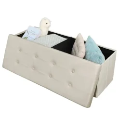 Rootz Velvet Opbevaringsskammel - Ottoman, Fodstøtte - 118L Kapacitet, Sammenfoldelig, Holdbar - 110 cm x 38 cm x 37,5 cm