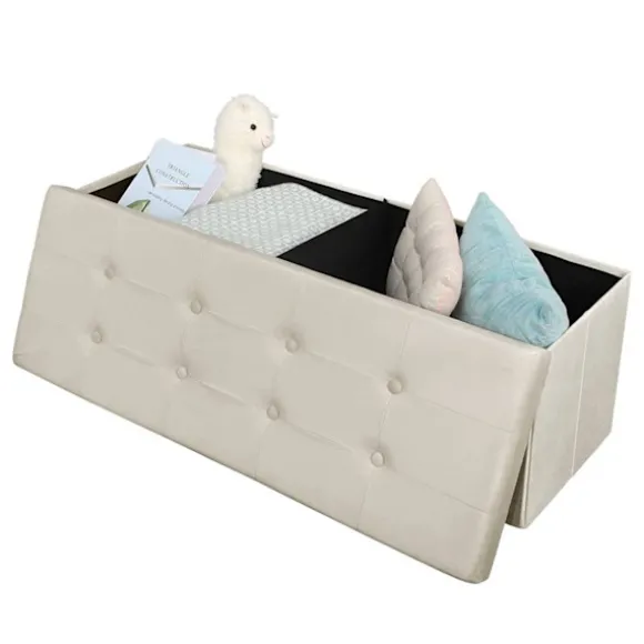 Rootz Velvet Opbevaringsskammel - Ottoman, Fodstøtte - 118L Kapacitet, Sammenfoldelig, Holdbar - 110 cm x 38 cm x 37,5 cm
