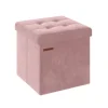 Rootz Velvet sædekiste - Opbevaring Ottoman - Fodstøtte - MDF konstruktion - Blød skumpolstring - Pastel Pink - 38cm x 38cm x 38cm