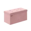 Rootz Velvet sædekiste - Opbevaring Ottoman - Polstret bænk - MDF konstruktion - Pastel Pink - 38cm x 76cm x 38cm - Letvægts - Rummelig - Robust