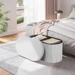 Rootz Velvet Seat Accoal - Opbevaring Ottoman - Foldbare møbler - 76L Kapacitet - 76x38x38cm Grå
