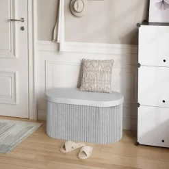 Rootz Velvet Seat Accoal - Opbevaring Ottoman - Foldbare møbler - 76L Kapacitet - 76x38x38cm Grå
