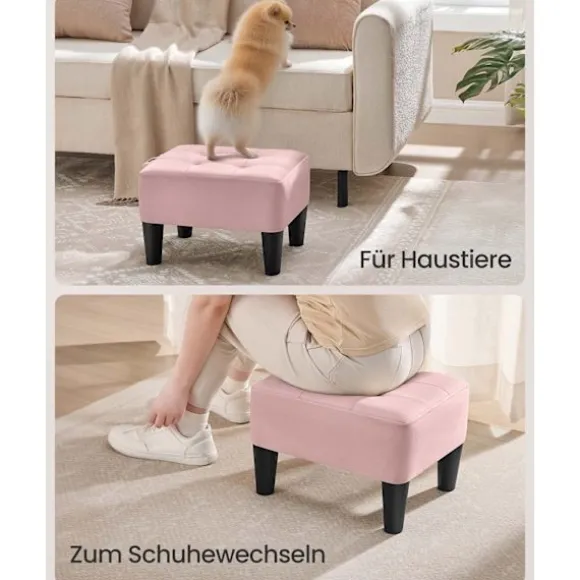 Rootz Velvet Seat Accoal - Pink and Black -Ottoman - Footrest - Understøtter 150 kg - 40 cm x 32 cm x 26 cm