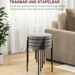 Rootz Velvet spisestuestole Sæt med 4 - Stabelbare køkkenskamler - Polstrede møbler - Elegant design - Pladsbesparende - 41,5 cm x 41,5 cm x 46 cm