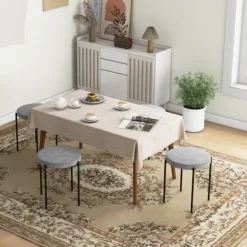 Rootz Velvet spisestuestole Sæt med 4 - Stabelbare køkkenskamler - Polstrede møbler - Elegant design - Pladsbesparende - 41,5 cm x 41,5 cm x 46 cm
