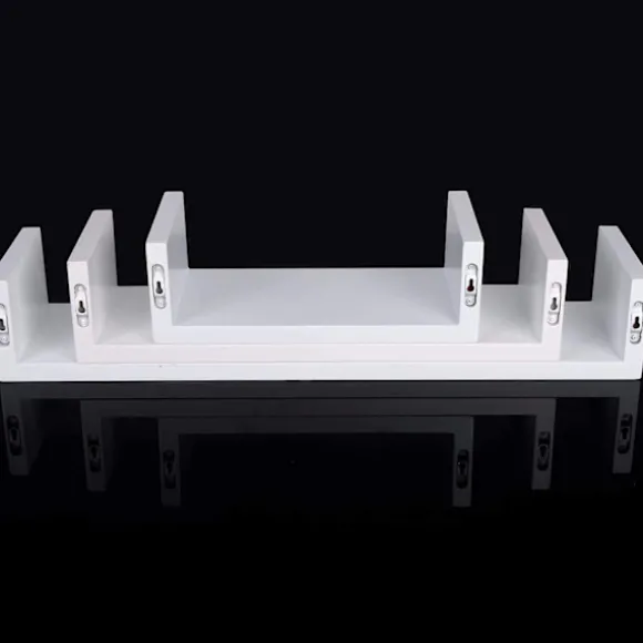 Rootz væghylde - U-formet afsats - Flydende bogreol - Displaystativ - Opbevaringsholder - Monterbart stativ - Hvid - 26,0 x 8,7 x 8,2 tommer
