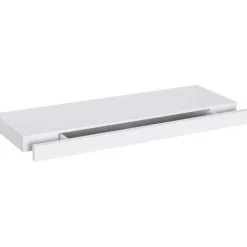 Rootz væghylde - Vægmonteret hylde - Flydende hylde - MDF flydende hylde med skuffe - Hvid - 40 cm x 25 cm x 5 cm - Yderligere opbevaring