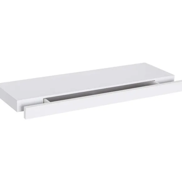 Rootz væghylde - Vægmonteret hylde - Flydende hylde - MDF flydende hylde med skuffe - Hvid - 40 cm x 25 cm x 5 cm - Yderligere opbevaring