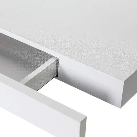 Rootz væghylde - Vægmonteret hylde - Flydende hylde - MDF flydende hylde med skuffe - Hvid - 40 cm x 25 cm x 5 cm - Yderligere opbevaring