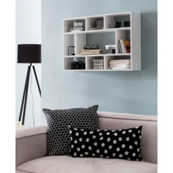 Rootz væghylde hvid 75x51x16 cm hængehylde i træ moderne - Design vægplade frit svævende - Træhylde til væggen - Reol Smal - Dekorativ hylde svævende | Fyndiq