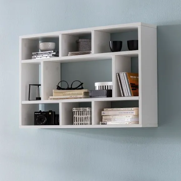 Rootz væghylde hvid 75x51x16 cm hængehylde i træ moderne - Design vægplade frit svævende - Træhylde til væggen - Reol Smal - Dekorativ hylde svævende | Fyndiq