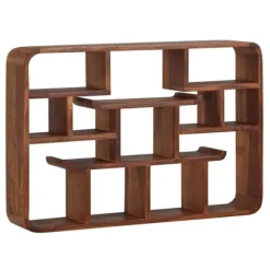 Rootz væghylde 80x55x15 cm massiv sheesham træ hængende hylde moderne svævende - Stor design svævende hylde - Hylde Hængende Stue - bogreol væg