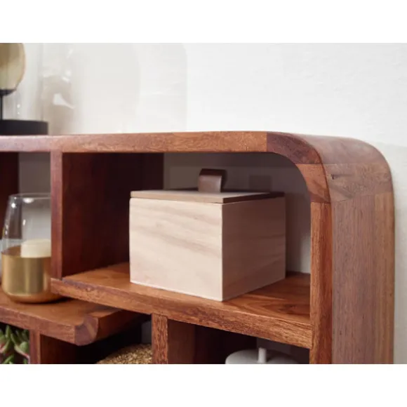 Rootz væghylde 80x55x15 cm massiv sheesham træ hængende hylde moderne svævende - Stor design svævende hylde - Hylde Hængende Stue - bogreol væg